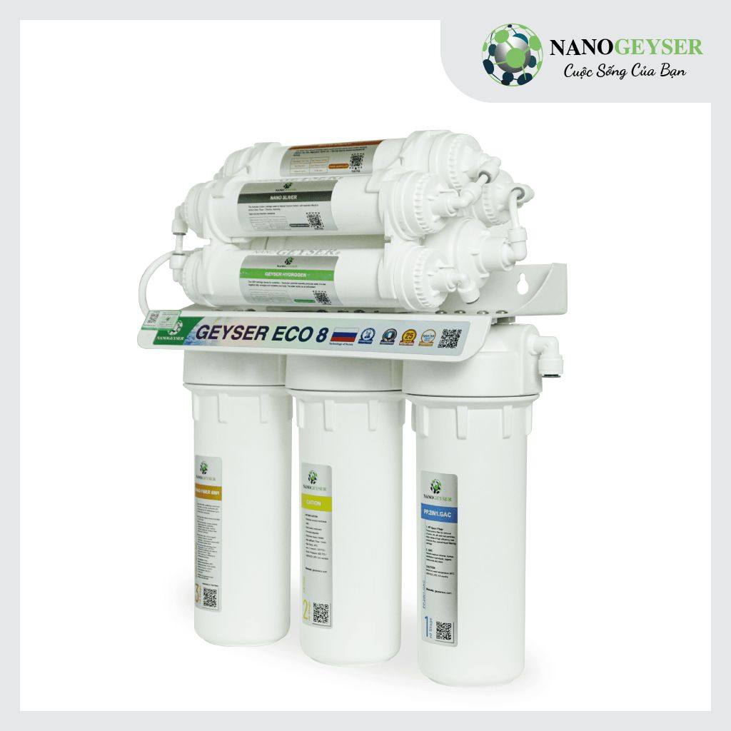 Máy lọc nước Nano Geyser Eco8 công nghệ nano không điện, không nước thải