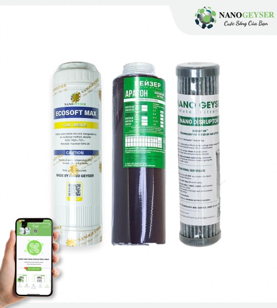 Bộ 3 lõi 123 máy lọc nước Geyser Eco 4, Geyser Eco 8, Geyser Ecotar