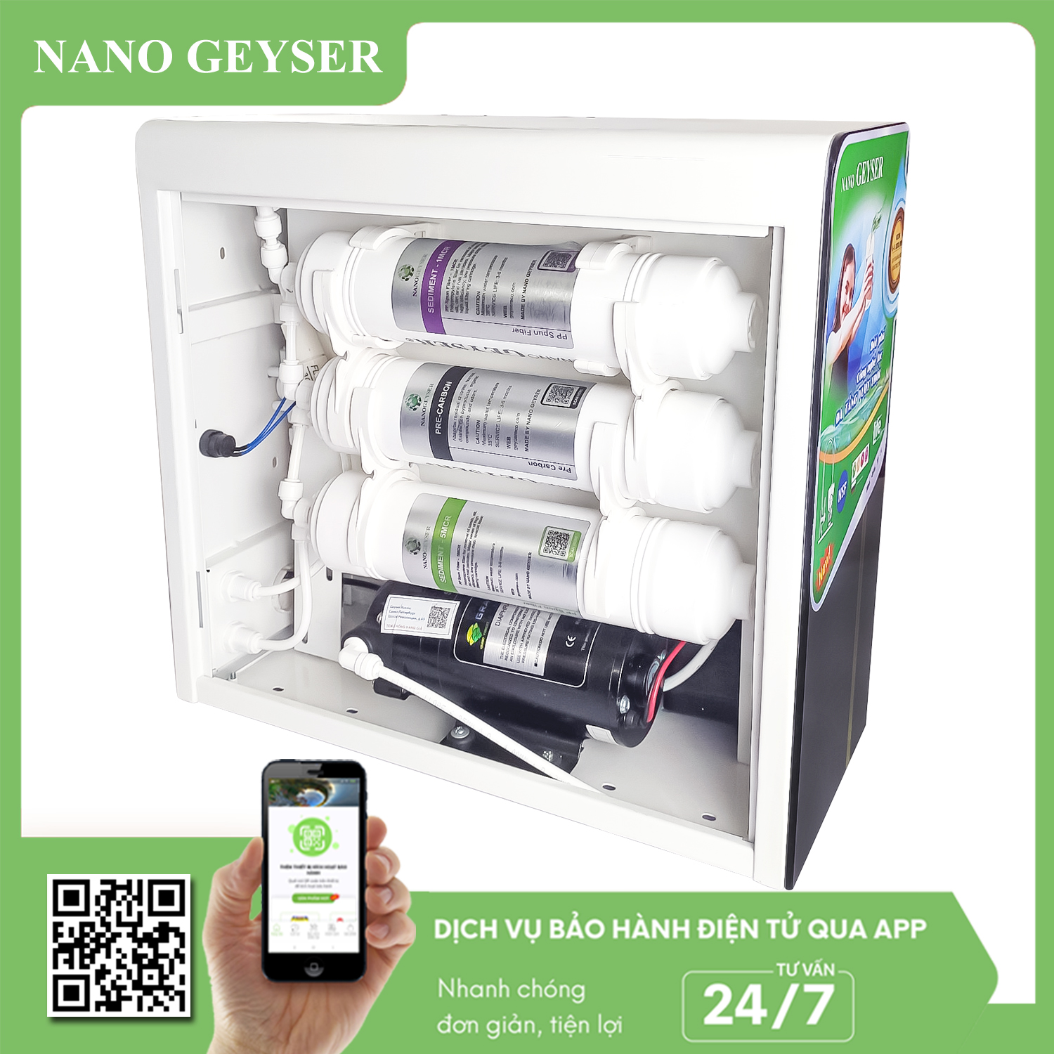 Máy lọc nước Nano Geyser Eco Lux nguyên khối vô trùng bảo hành lên đến 60 tháng
