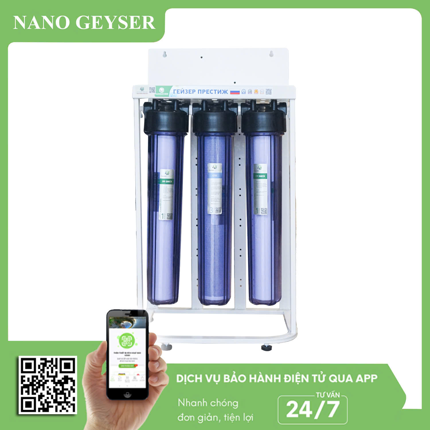 Máy lọc nước 3 cấp lọc 20inch gầy